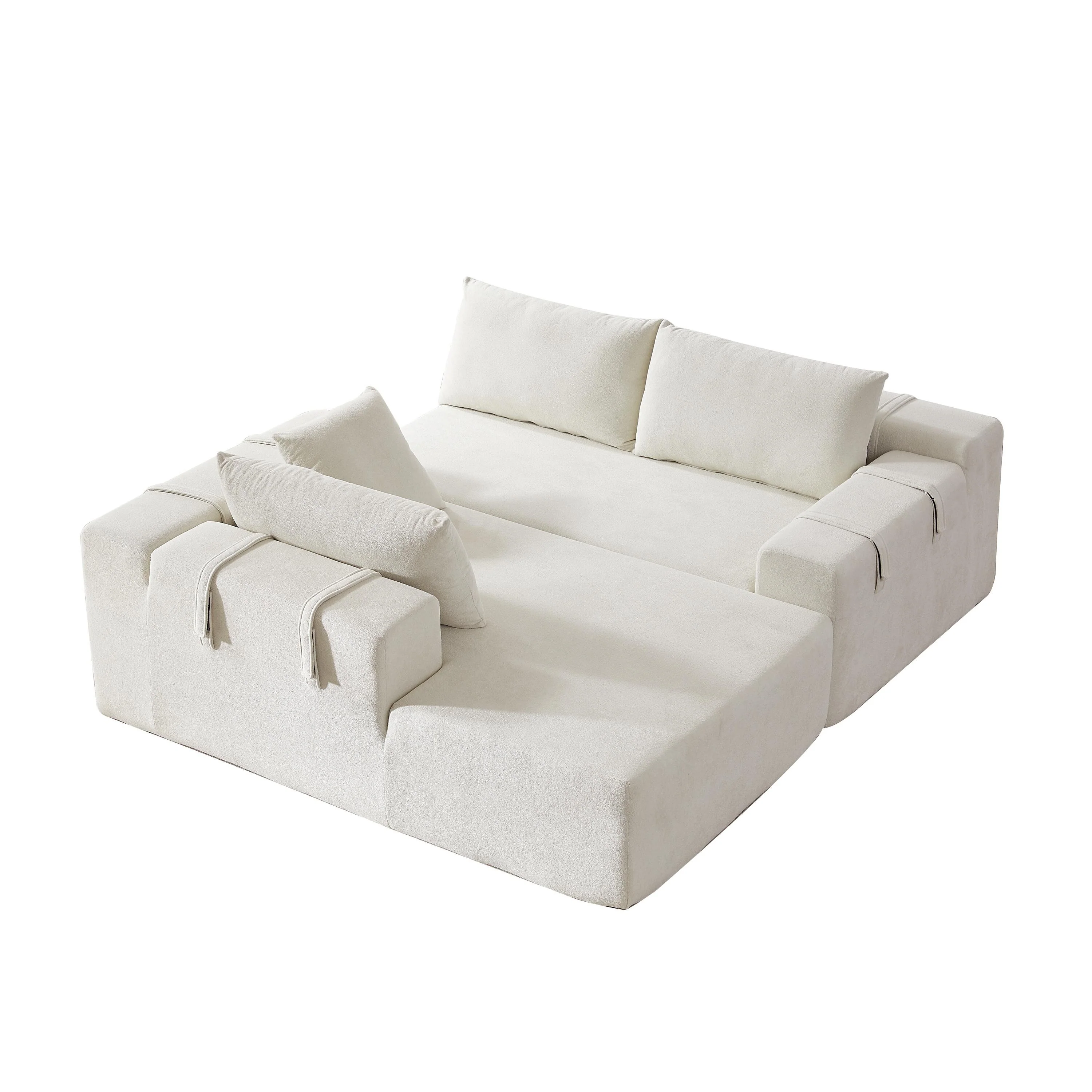 Modern Chenille Upholstered Sectional Sofa Couch Set,Modular L Shaped Sectional Living Room Sofa Set With 6 Pillows(Left Chaise)