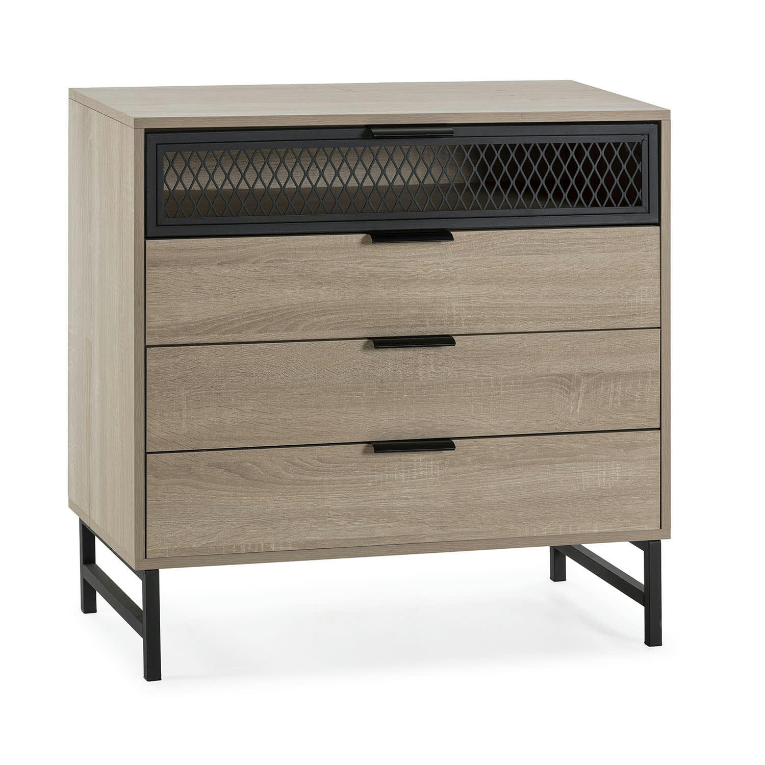 HERA - Commode de nuit 3 tiroirs 1 porte coloris bois
