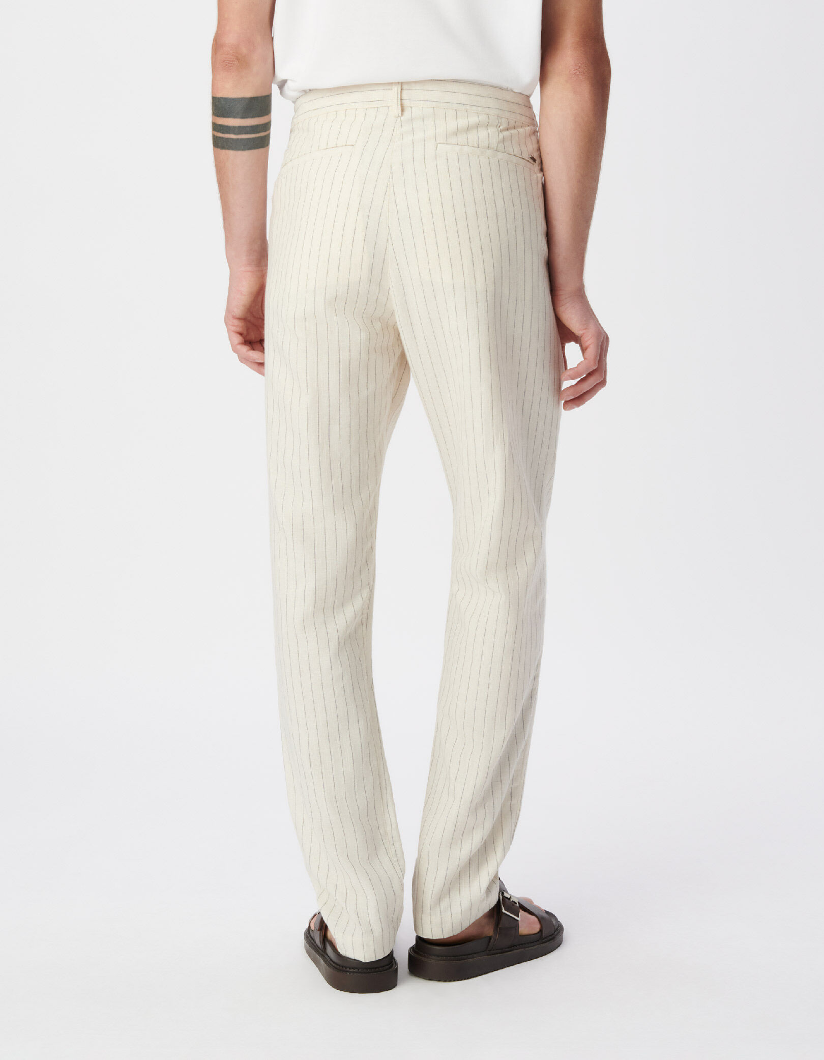 Pantalon écru motif rayures tennis Homme