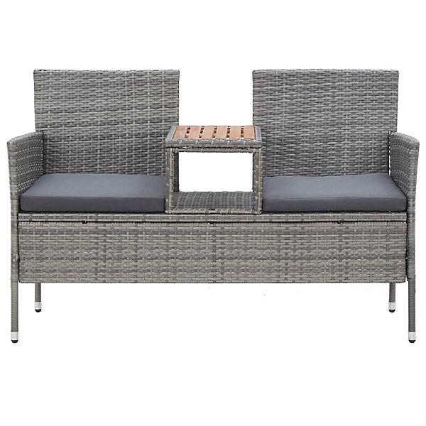 Banc de jardin meuble de patio resine gris Helloshop26