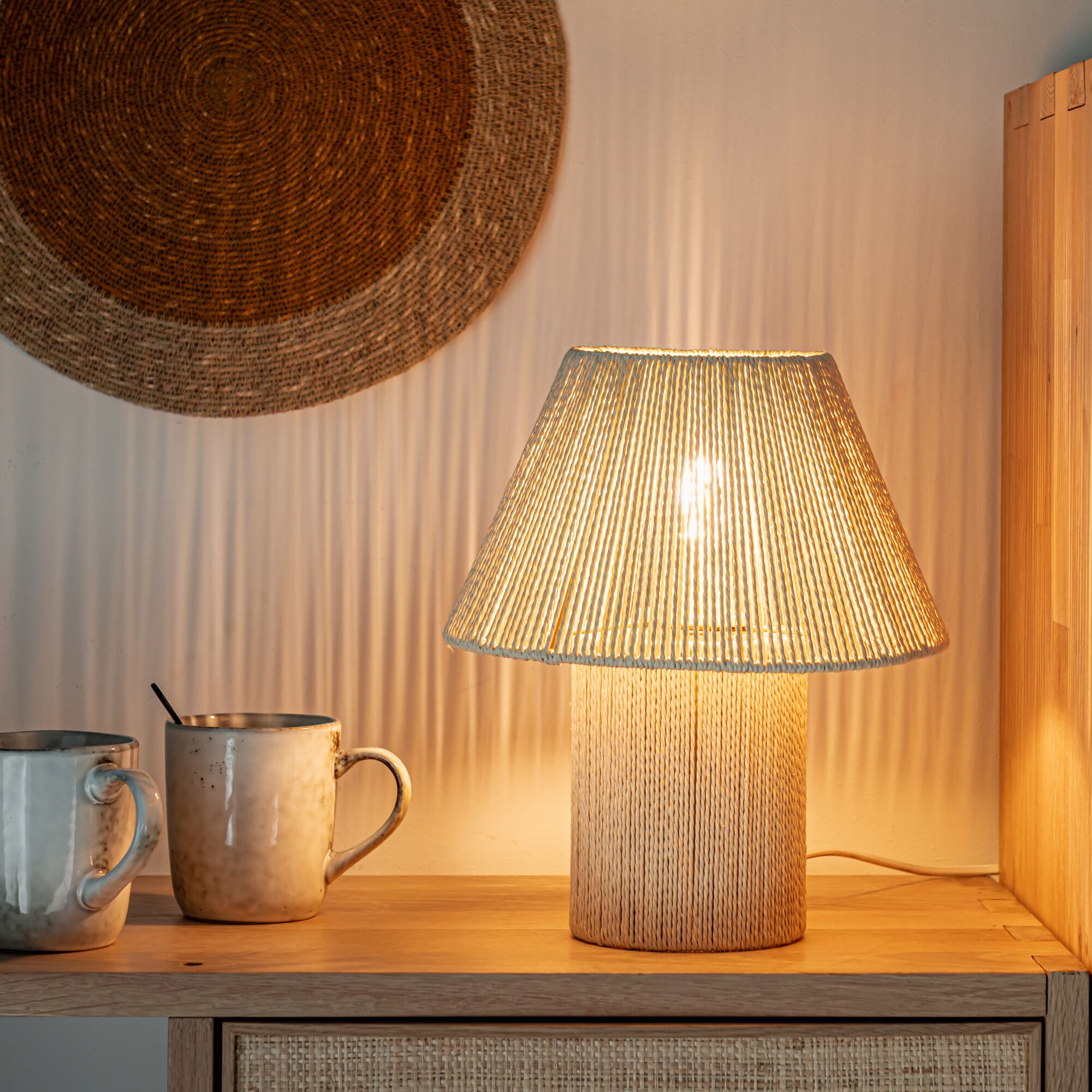 COME - Lampe électrifiée en papier tressé H29,5cm - naturel