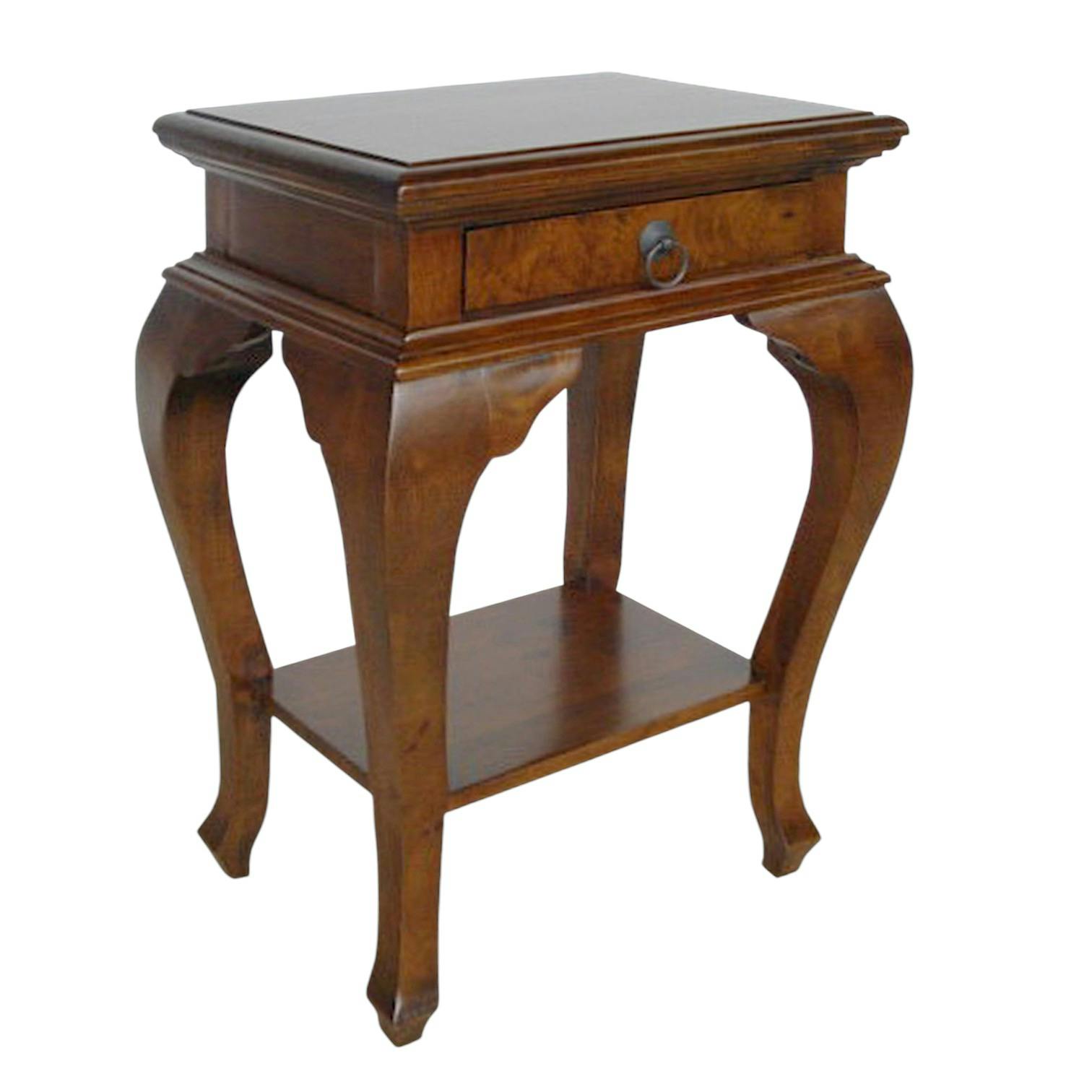 Table de chevet galbée 1 tiroir hévéa 46x36x65cm TRADITION