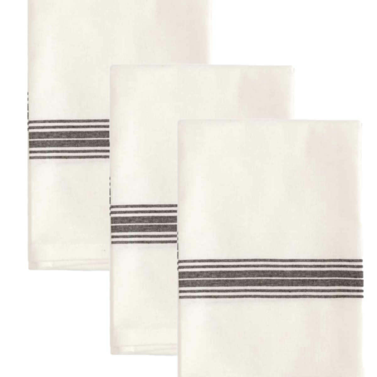 SKANDLIFE - Lot de 3 torchons coton  ecru 50x70 cm