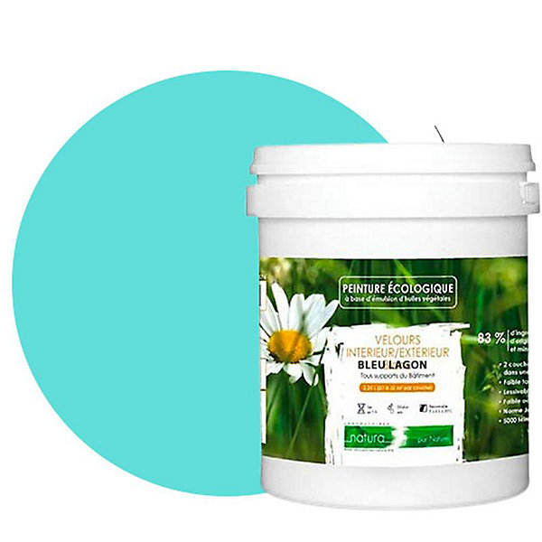 Bleu Lagon Peinture interieur exterieur aspect velours Natura - Bleu Lagon - 1L