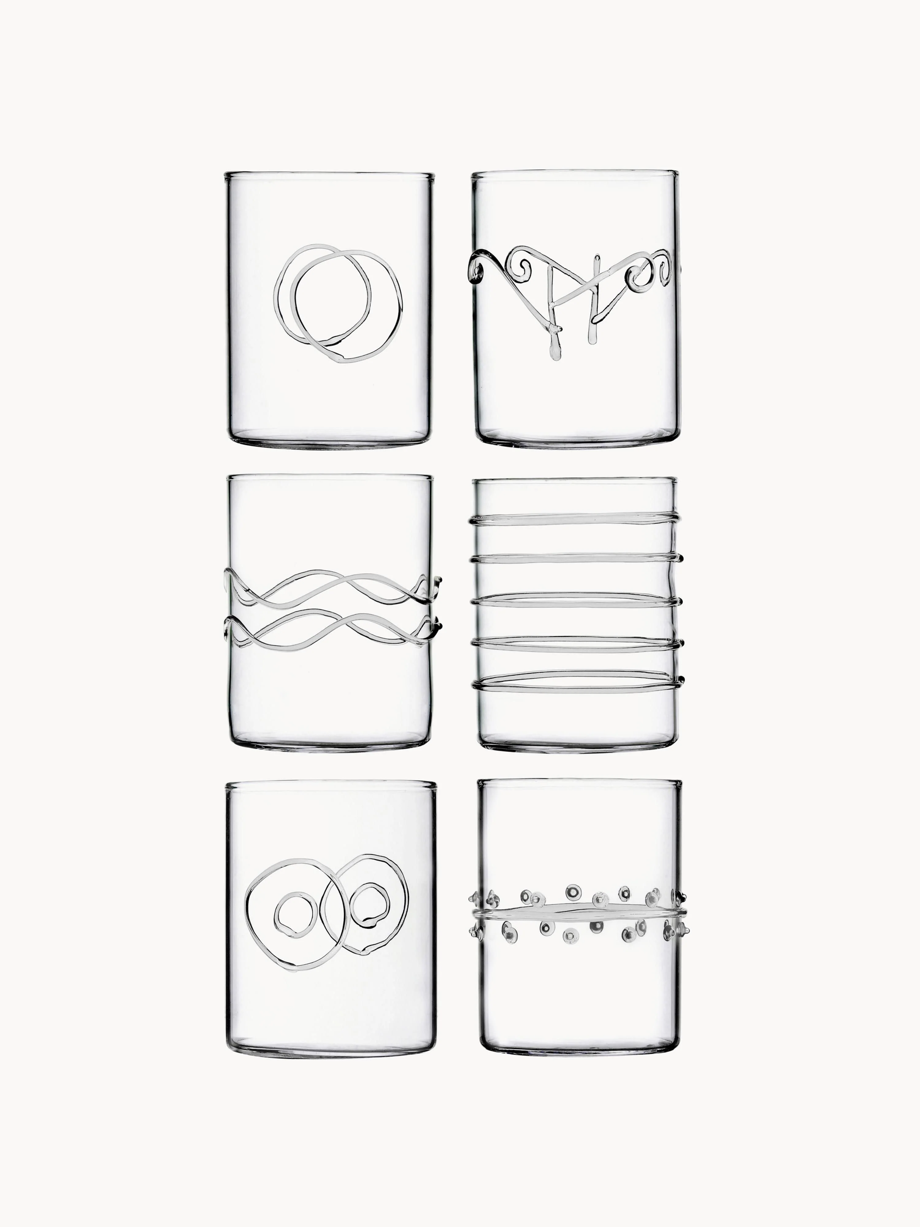 Handgefertigte Trinkgläser Deco' Clear aus Borosilikatglas, 6er-Set