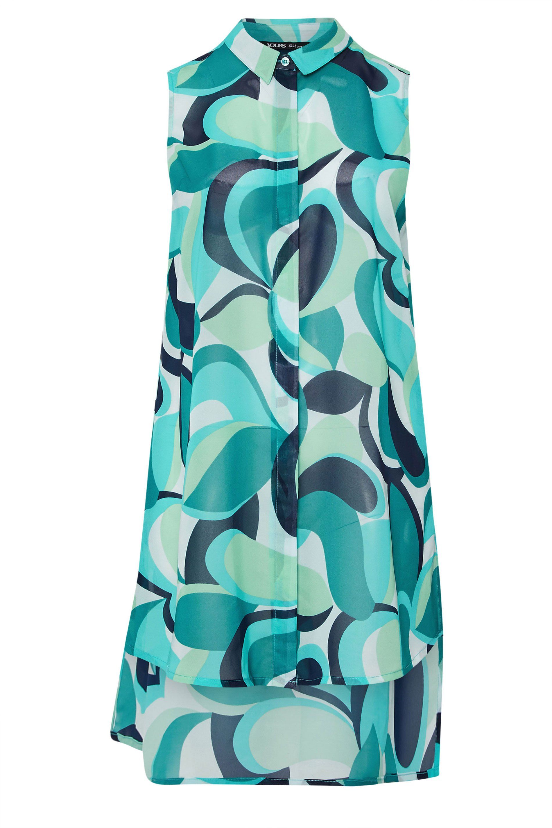 Yours Abstract Longline Sheer Sleeveless Shirt