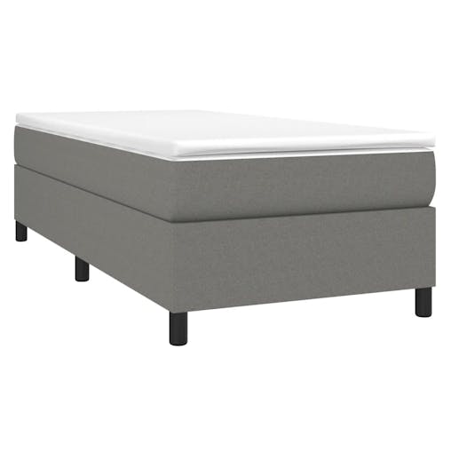 NNEVL Box Spring Bed with Mattress Dark Grey 107x203 cm King Single Fabric