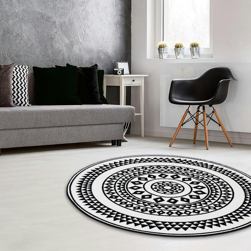 UTOPIA - Tapis carreaux de ciment noir - 100x100