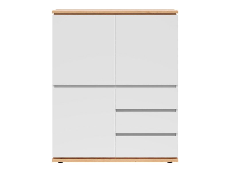 Komoda Yamael 100 cm z 3 drzwiami i szufladami biała