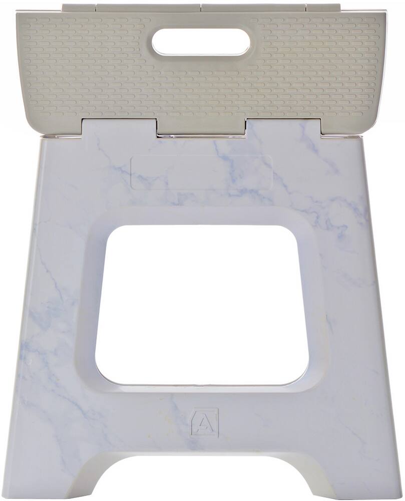 Type A Alpha Plastic Anti-Slip Folding Step Stool For Kitchen & Bathroom, White, 13-in