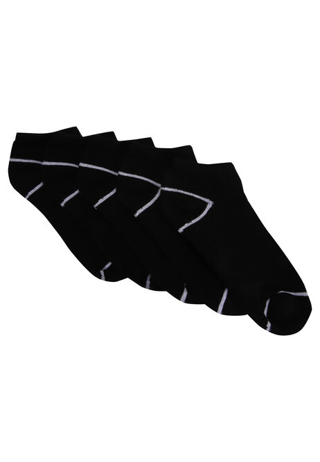 Boys 5pk Black Stripe Trainer Socks