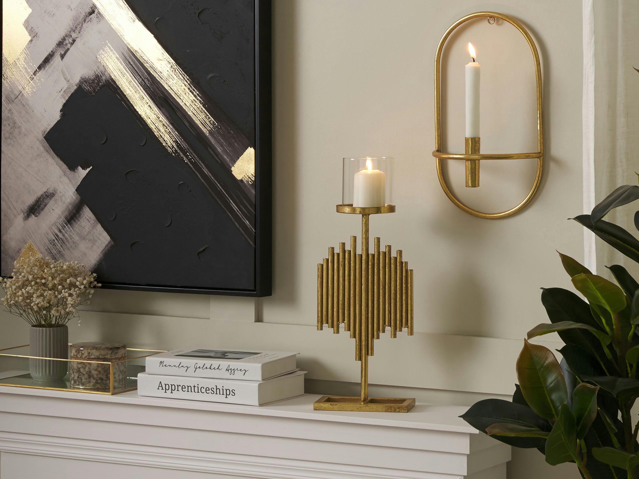 NIAS - Bougeoir en métal doré 47 cm