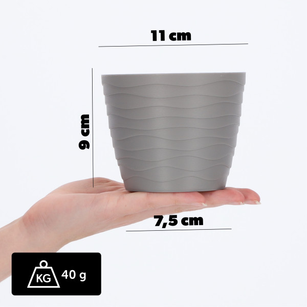 Doniczka Osłonka Na Kwiaty Okrągła Popielata 11 cm