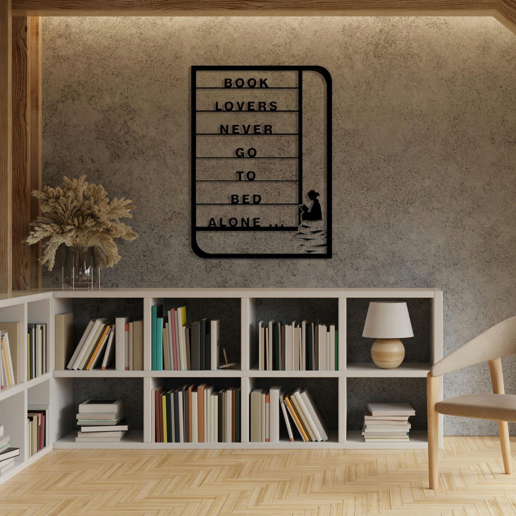- Décoration murale book lovers en métal noir 33x45 cm