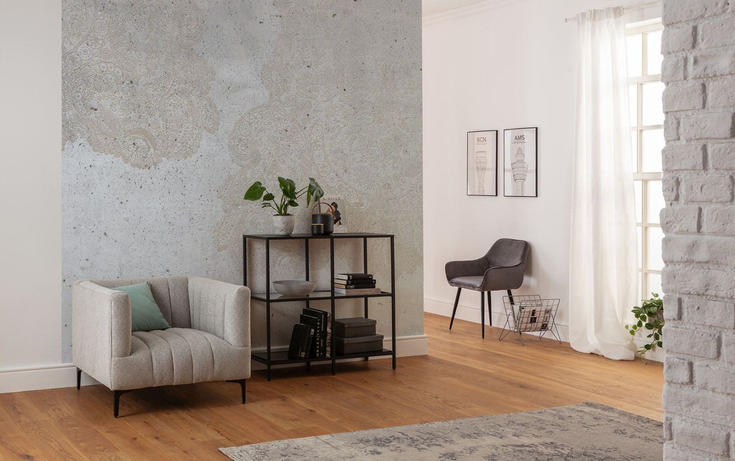 Sanders & Sanders fotobehang beton grijs - 300 x 280 cm - 612442