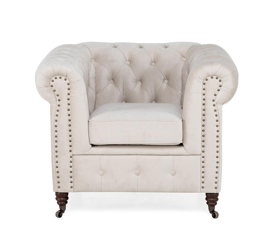 Ropez Chesterfield Oxford fotel pikowany welur szary