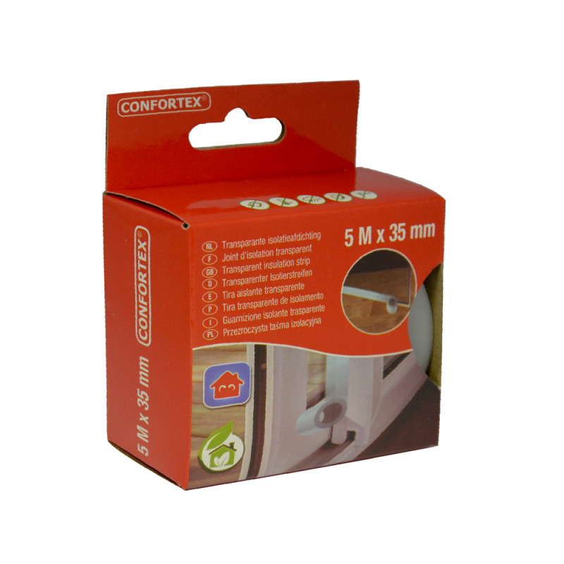 Bas de porte coulissante souple adhésif en thermoplastique transparent 500 cm CONFORTEX