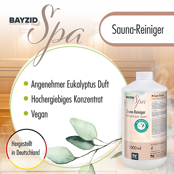 Nettoyant Sauna Végétalien Bayzid Spa 1 x 1l, Parfum Eucalyptus, Concentré Et économique