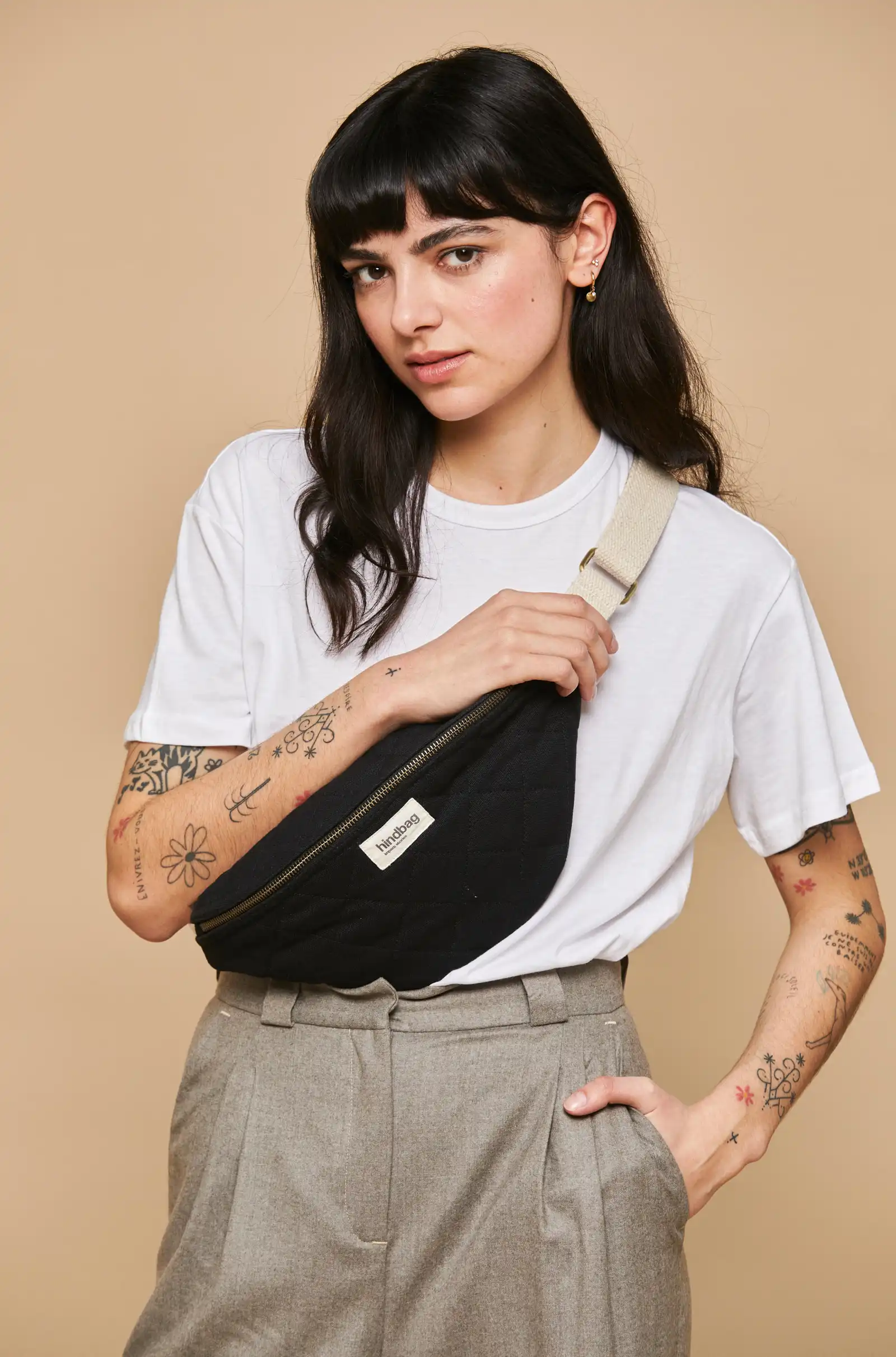 Sac banane matelassé Olivia Noir
