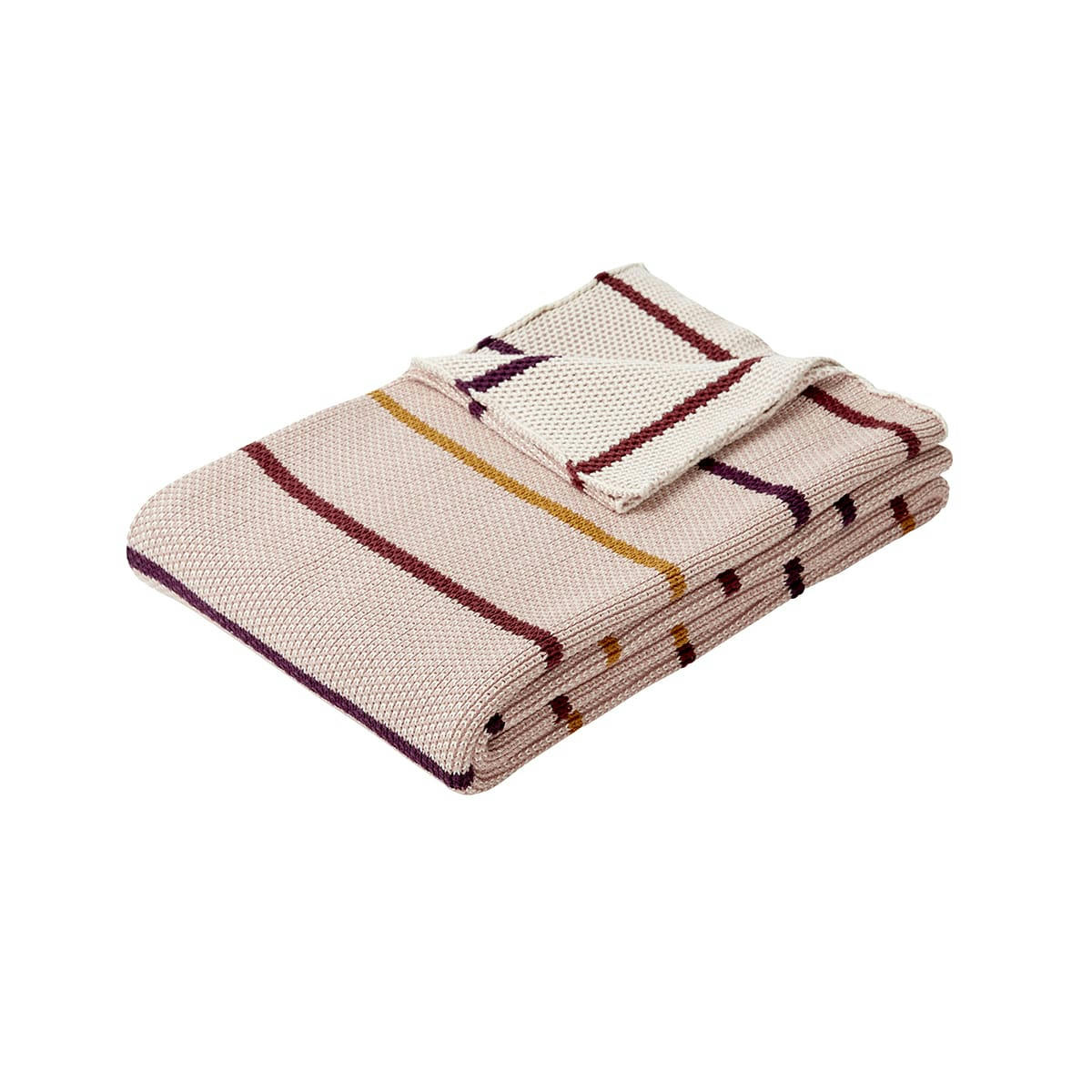 TONE - Plaid en coton bordeaux moutarde et rose 130x200cm