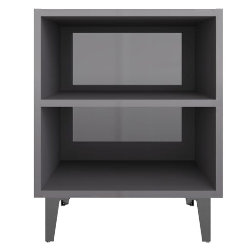 NNEVL Bed Cabinets with Metal Legs 2 pcs High Gloss Grey 40x30x50 cm