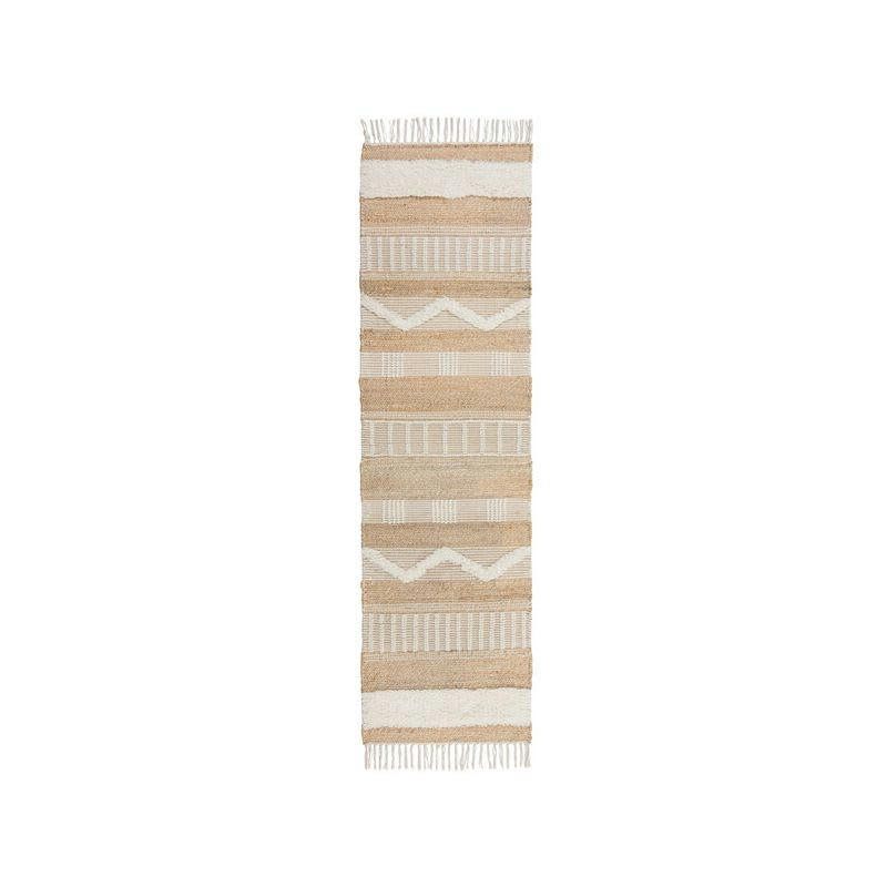 MEDINA - Tapis en jute à reliefs crème et beige 60 x 230