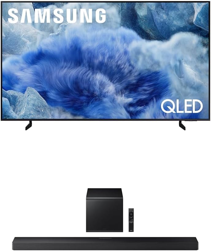 Samsung 75-Inch Class QLED Q8F 4K UHD Smart TV (2025 Model) Q4 AI Processor  100% Color Volume with Quantum Dot  AirSlim Design + Samsung Q-Series Soundbar HW-QS700F 3.1.2 ch Subwoofer (2025 Model)