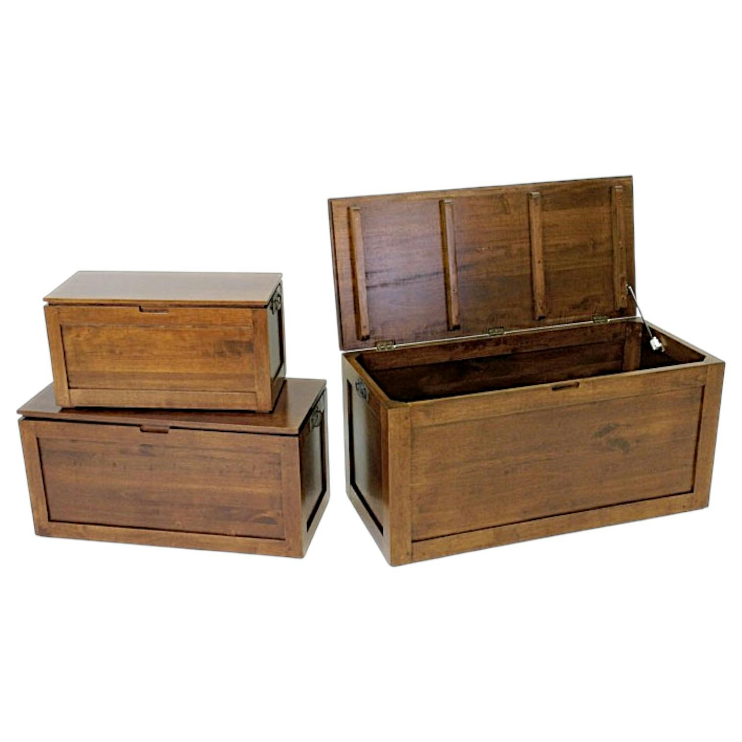 Coffres rectangles (lot de 3) bois massif hévéa HELENA