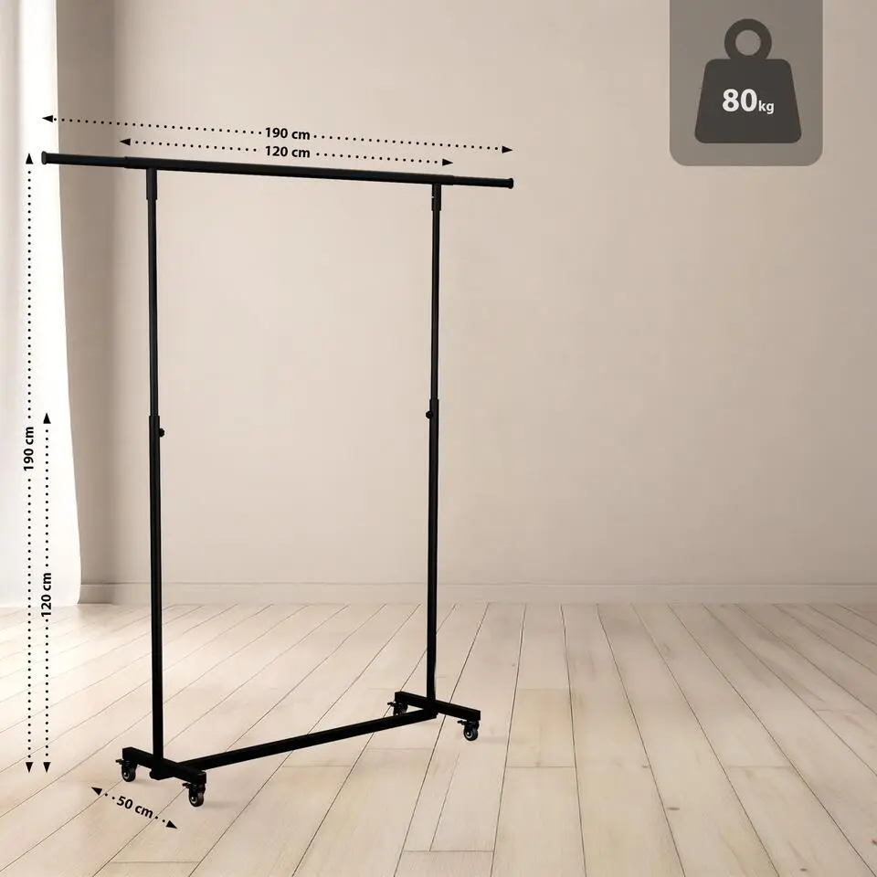 CLP Kledingrek Soran 120x120x50 cm - zwart