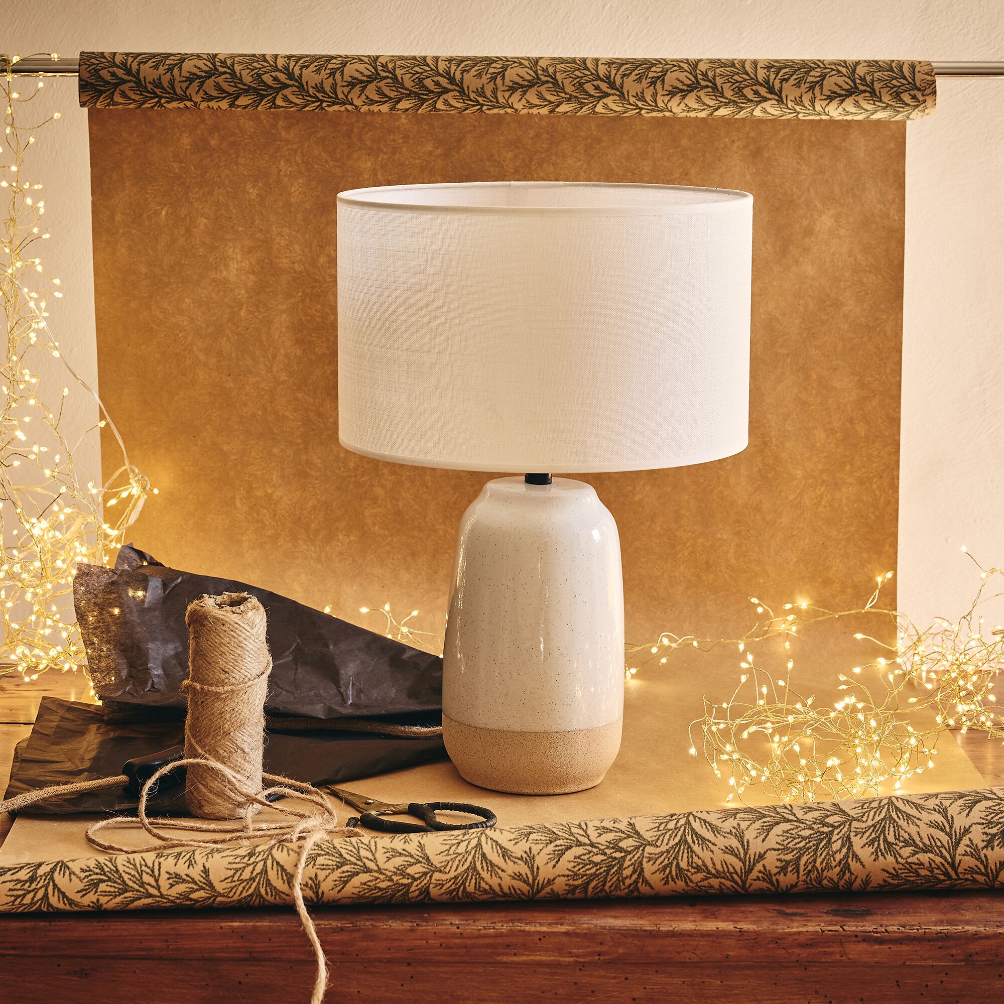 YOURI - Pied de lampe électrifié en grès D13cm - blanc