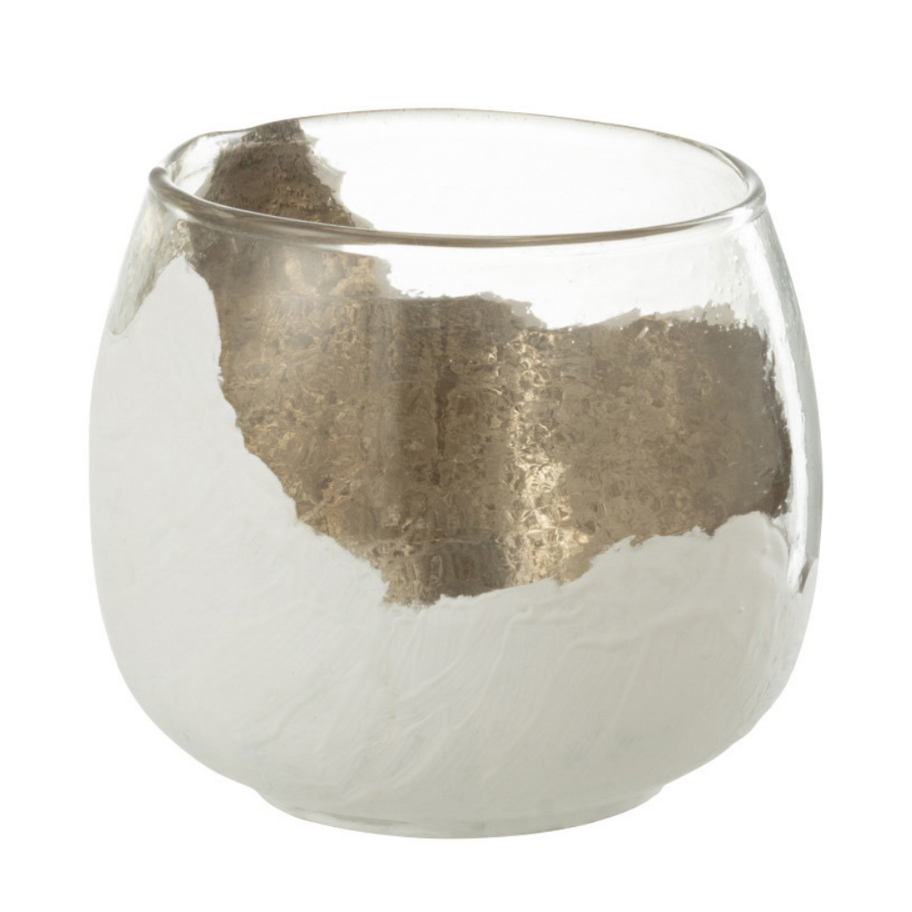 J-Line kaarshouder Wavy - glas - transparant/wit - small