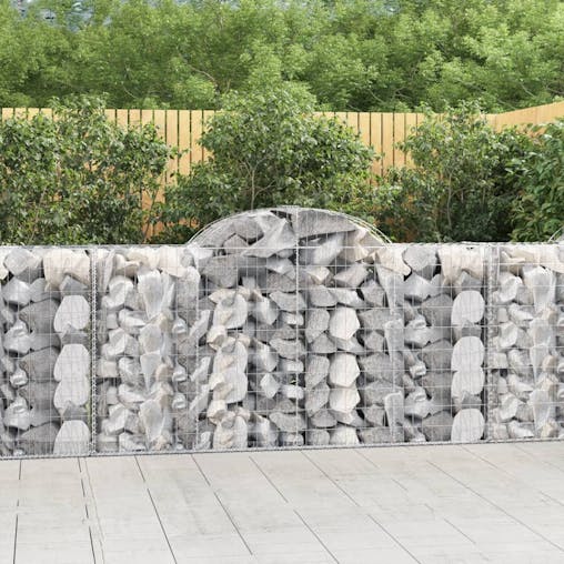 NNEVL Arched Gabion Baskets 2 pcs 200x50x100/120 cm Galvanised Iron