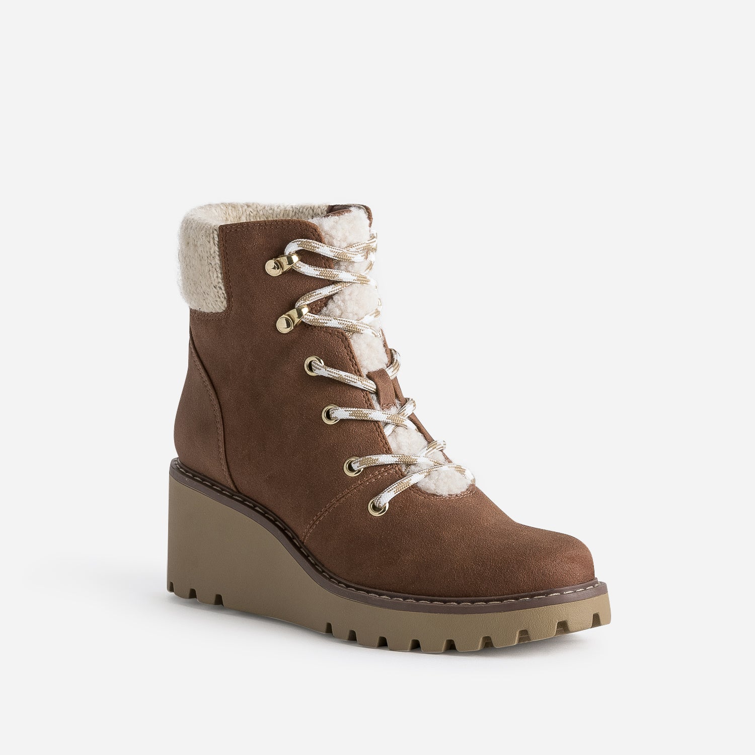 Boots compensés marron esprit montagne