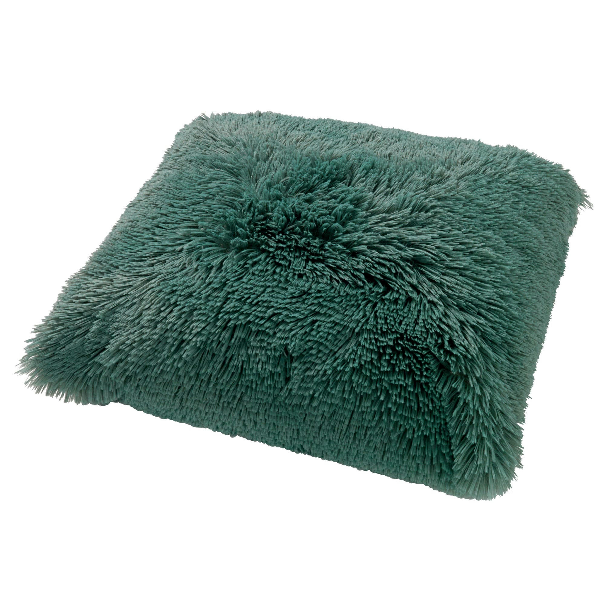 - Housse de coussin vert fausse fourrure-45x45 cm uni