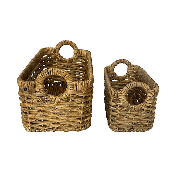 Panier rectangulaire en jacinthe d'eau Ornami marron vendu par 2 pièces