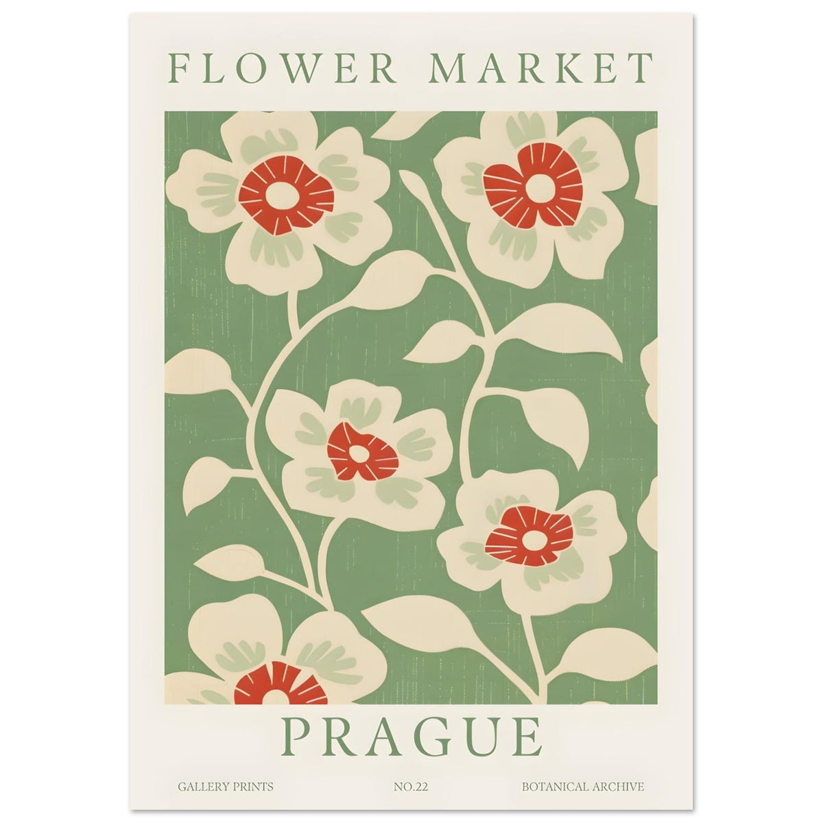 Artfulprints Poster Flower market - Prague I  - A4 21x29.7 cm - Meerkleurig