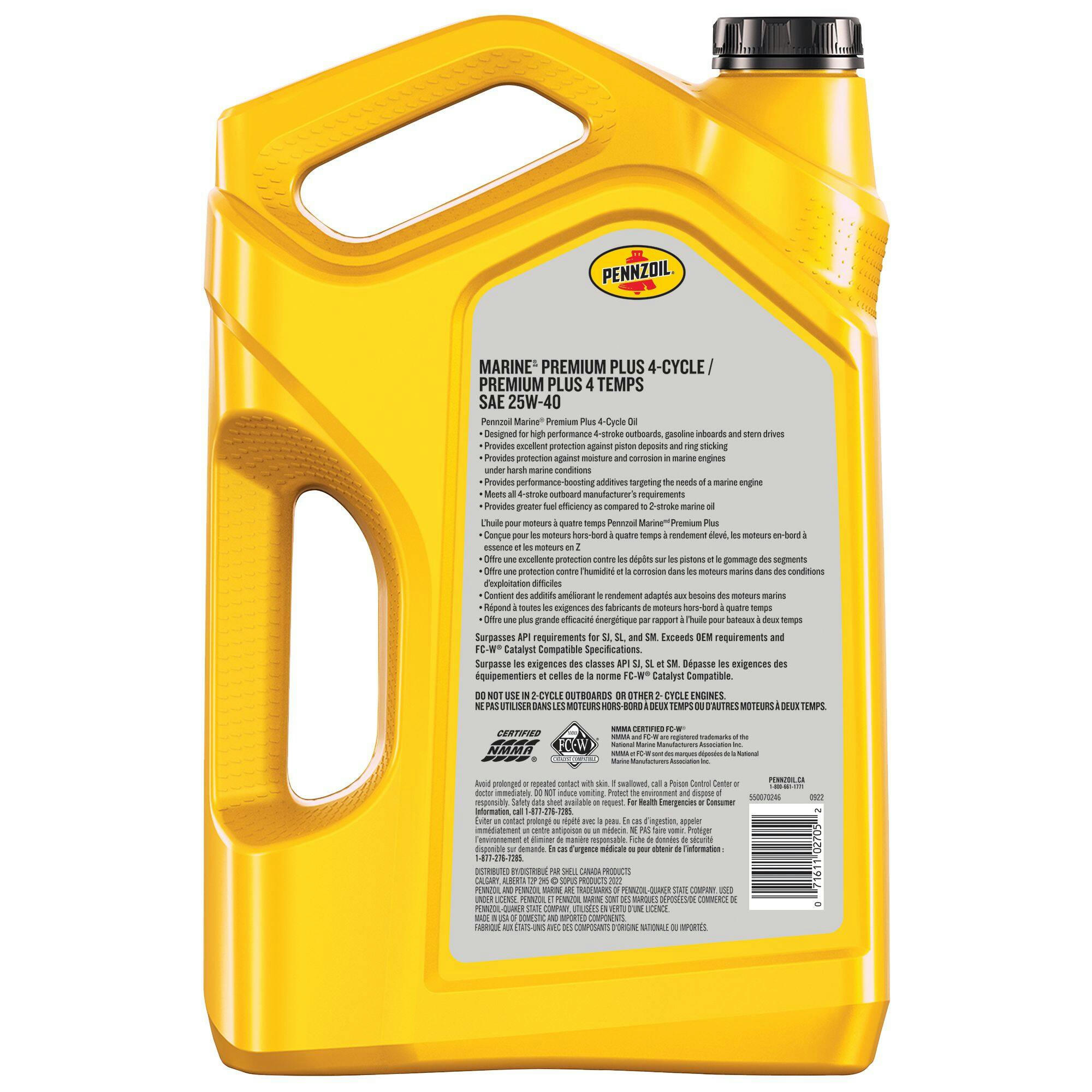 Pennzoil Marine Premium Plus 25W-40 4-Cycle Engine Oil, 5-L