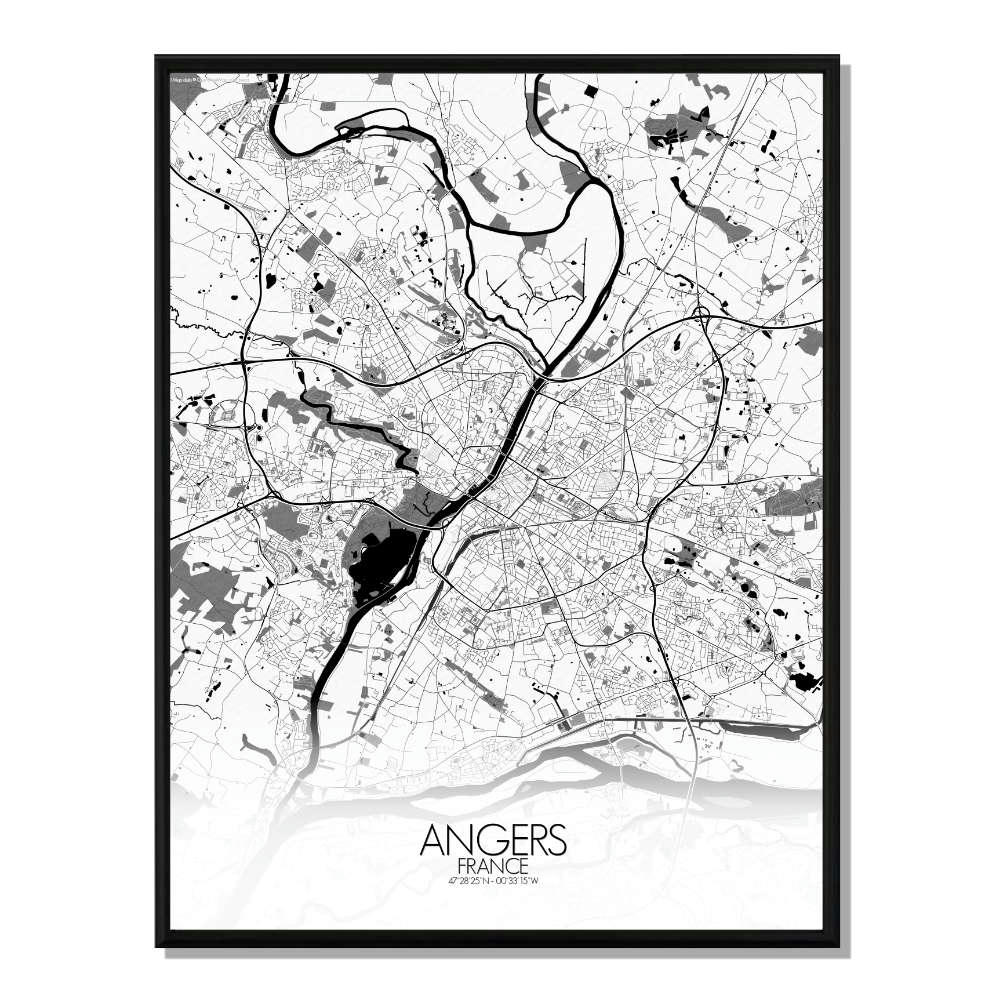- Affiche Angers Carte N&B 40x50
