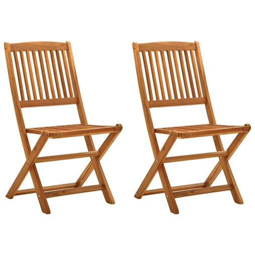 NNEVL Folding Garden Chairs 2 pcs Solid Eucalyptus Wood