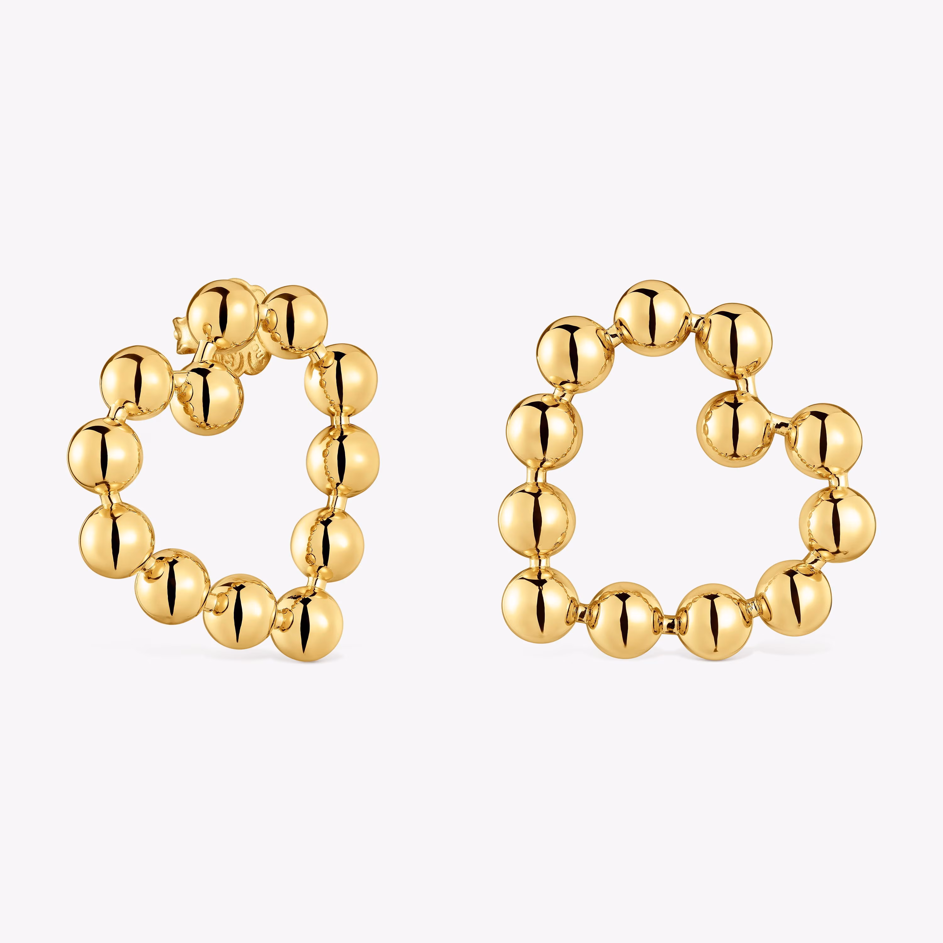 Pendientes cortos corazón con baño de oro 18 kt sobre plata Sugar Party