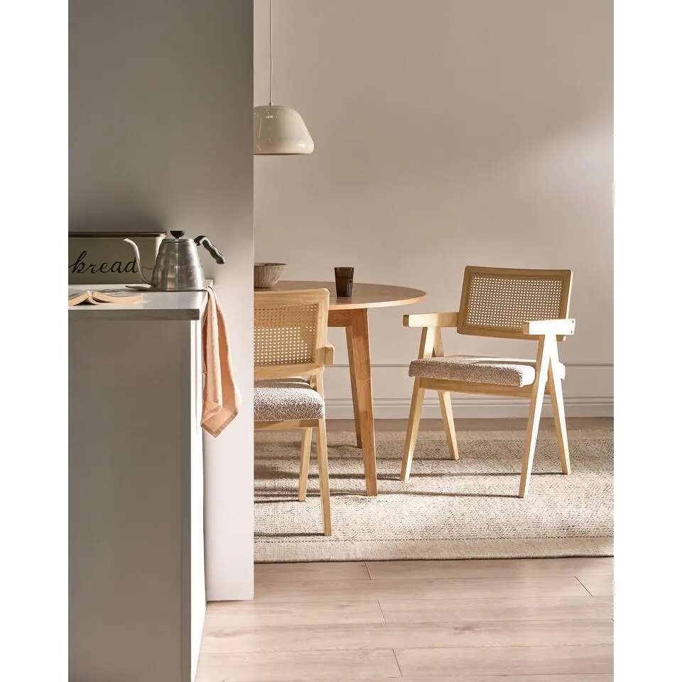 AVA - Eetkamerstoelen set van 2 - Lichtbruin/Taupe - Rubberhout