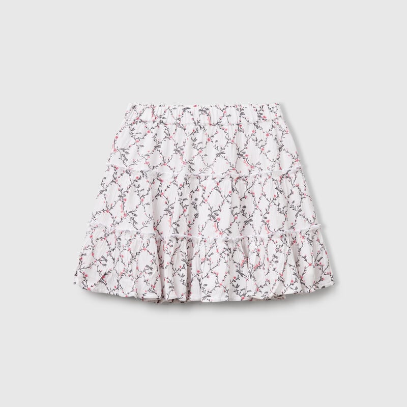 Floral mini skirt with ruffle