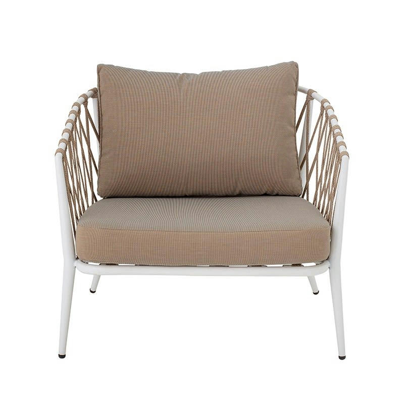 CIA - Chaise en tissu blanc et marron 78x72x80 cm