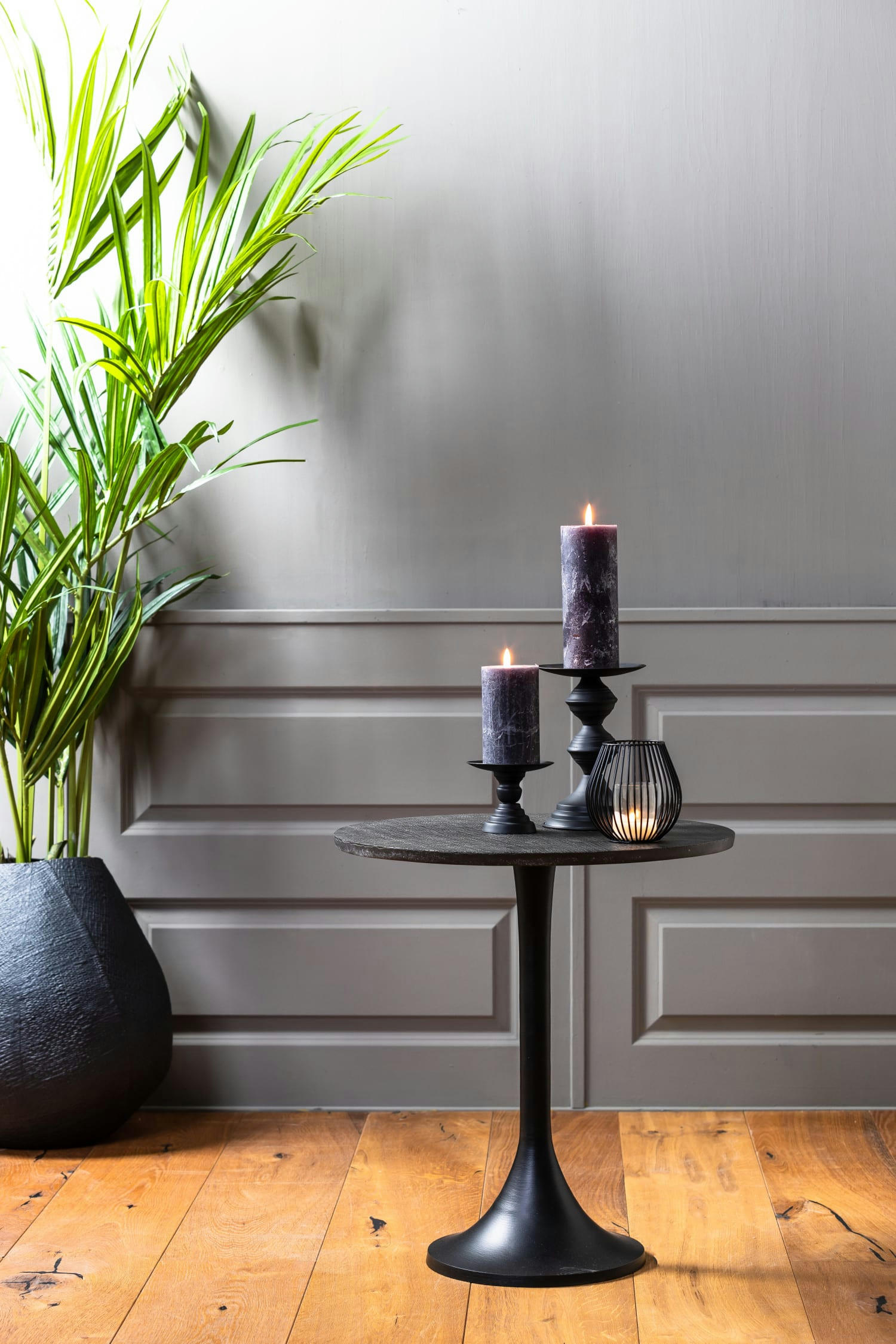 RICKERD - Table d'appoint noir métal ø48cm