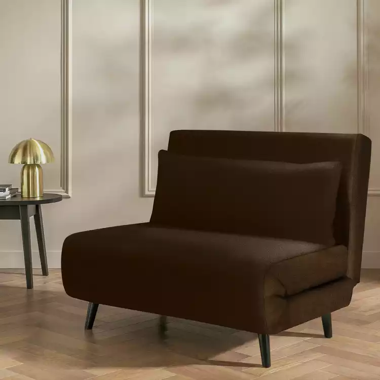 Habitat Roma Small Double Velvet Chairbed - Chocolate