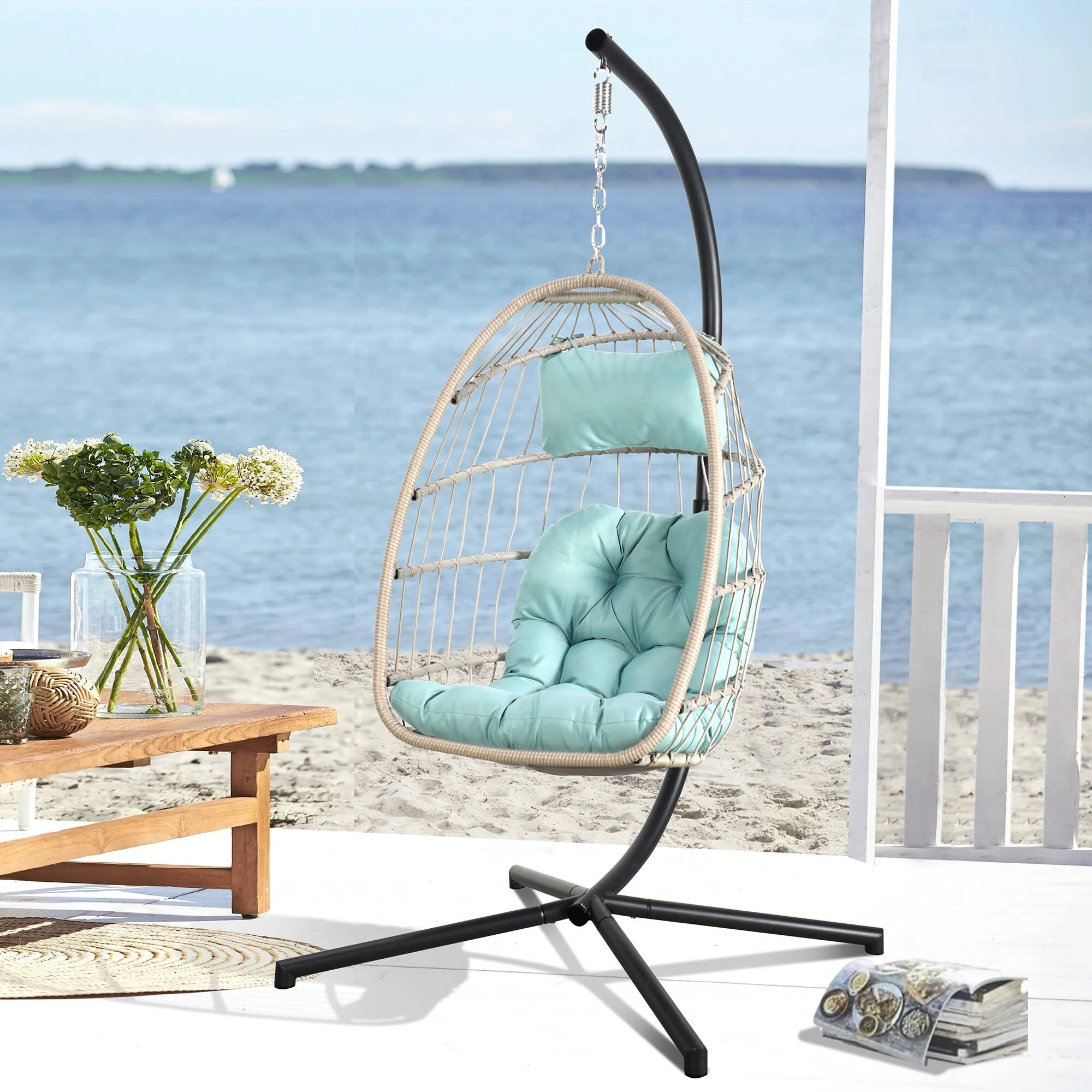 Wicker Outdoor Hanging Egg Swing Chair