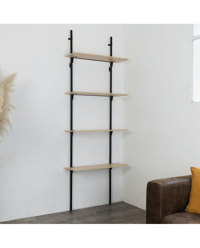 KALI - Meuble bibliothèque modulable design industriel  4 étagères réglables