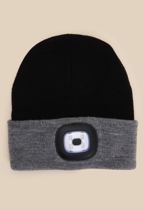 Kids Black LED Rechargeable Beanie Hat