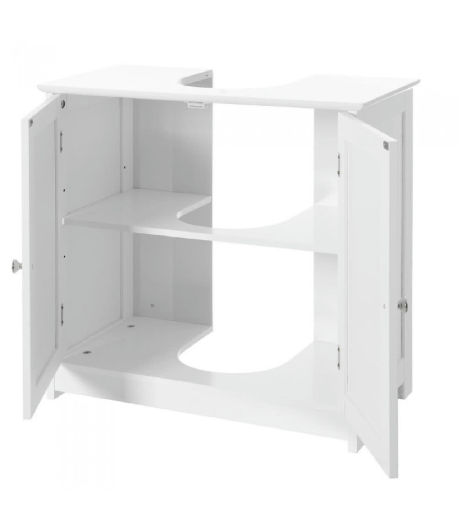 - Meuble de salle de bain sous lavabo en bois blanc 2 portes