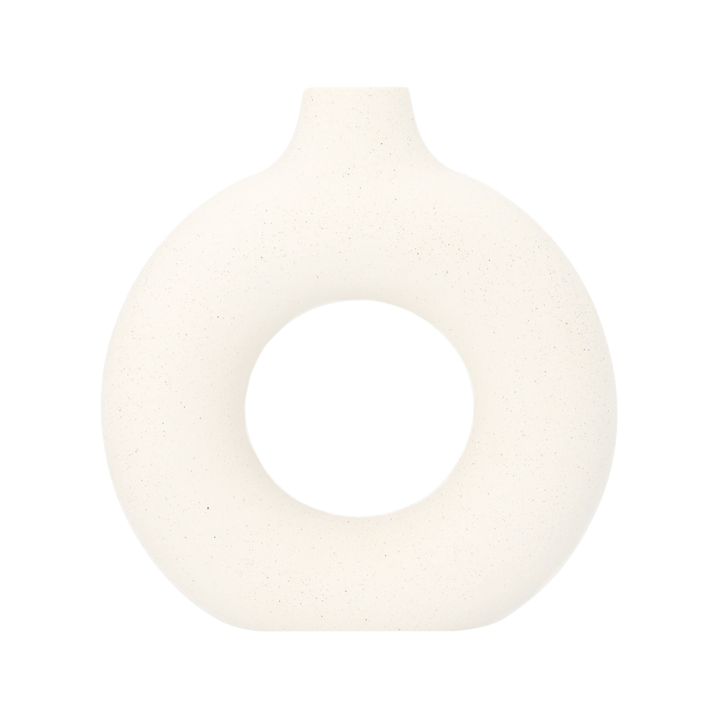 QUVIO Vaas rond met gat in het midden - 19 cm - Keramiek - Wit